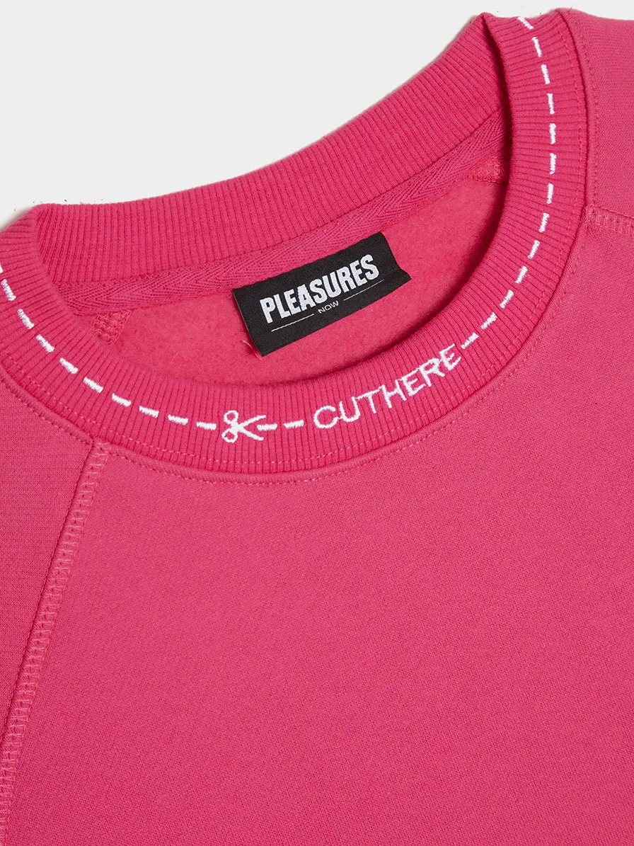 Cut Here Raglan Crewneck, Pink