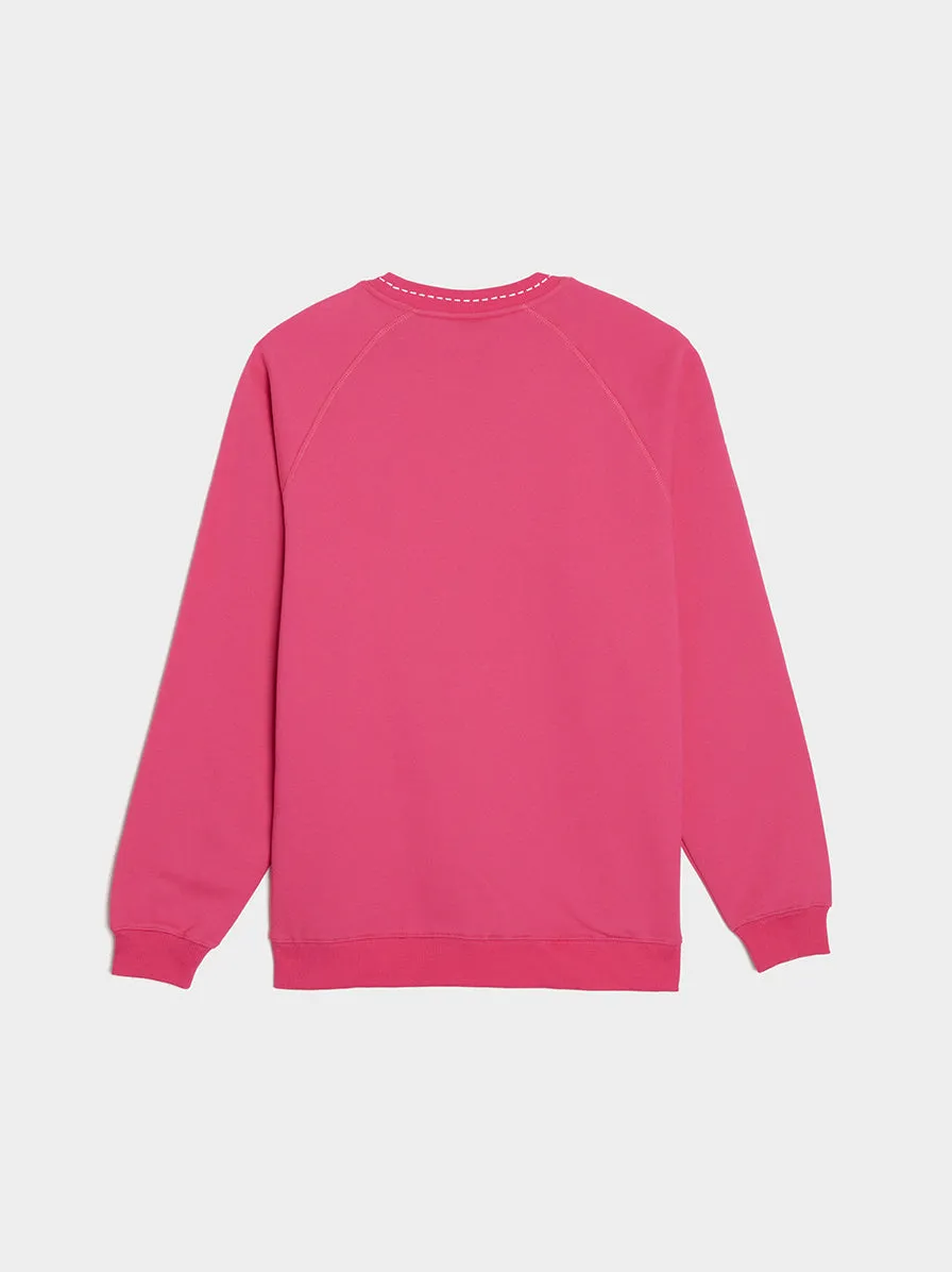 Cut Here Raglan Crewneck, Pink