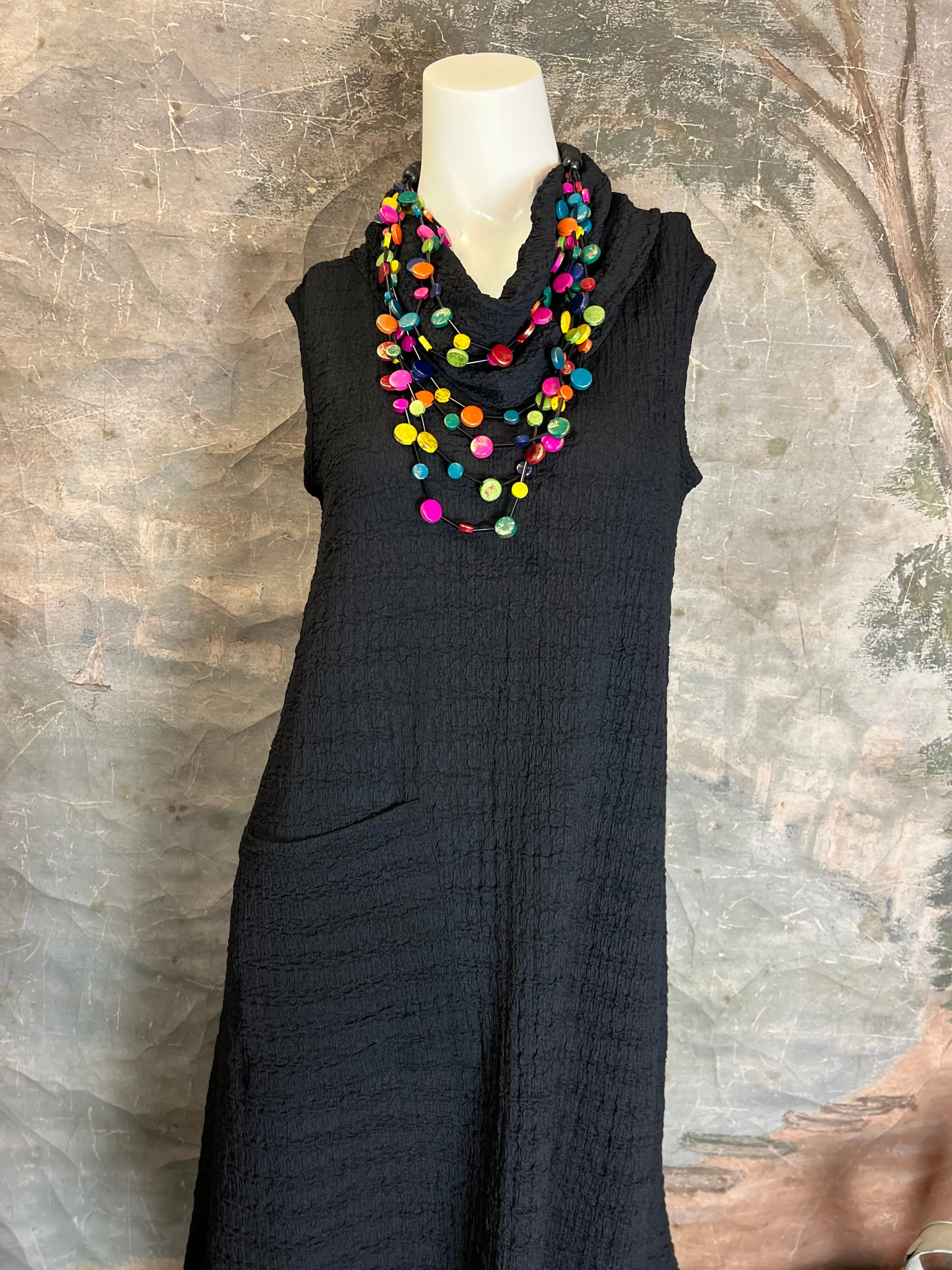 D332 Waffle Cowlneck Dress