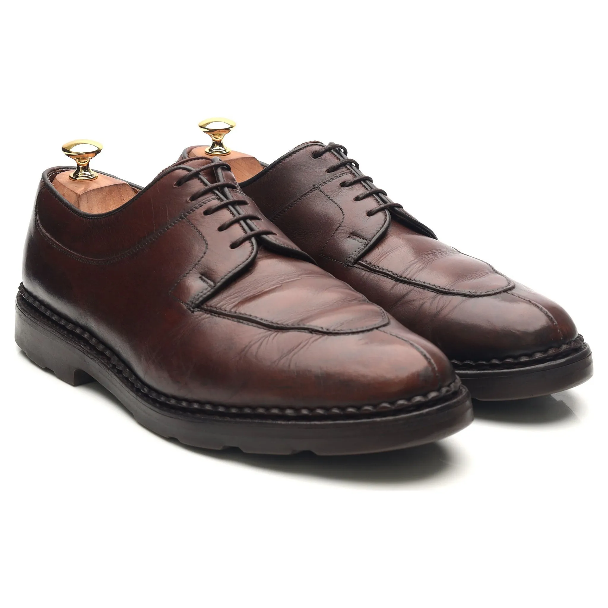 Dark Brown Leather Split Toe Derby UK 10.5