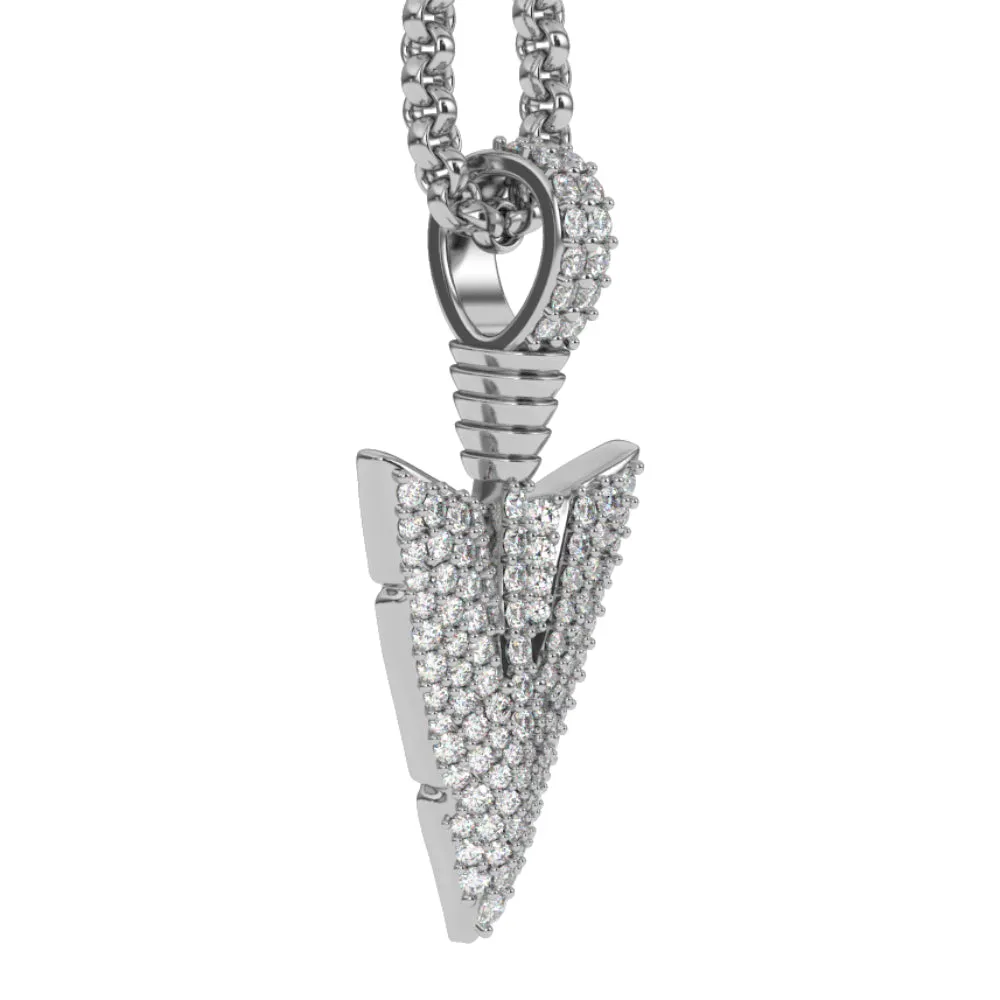 Diamond Arrowhead Pendant Necklace & Cable Chain