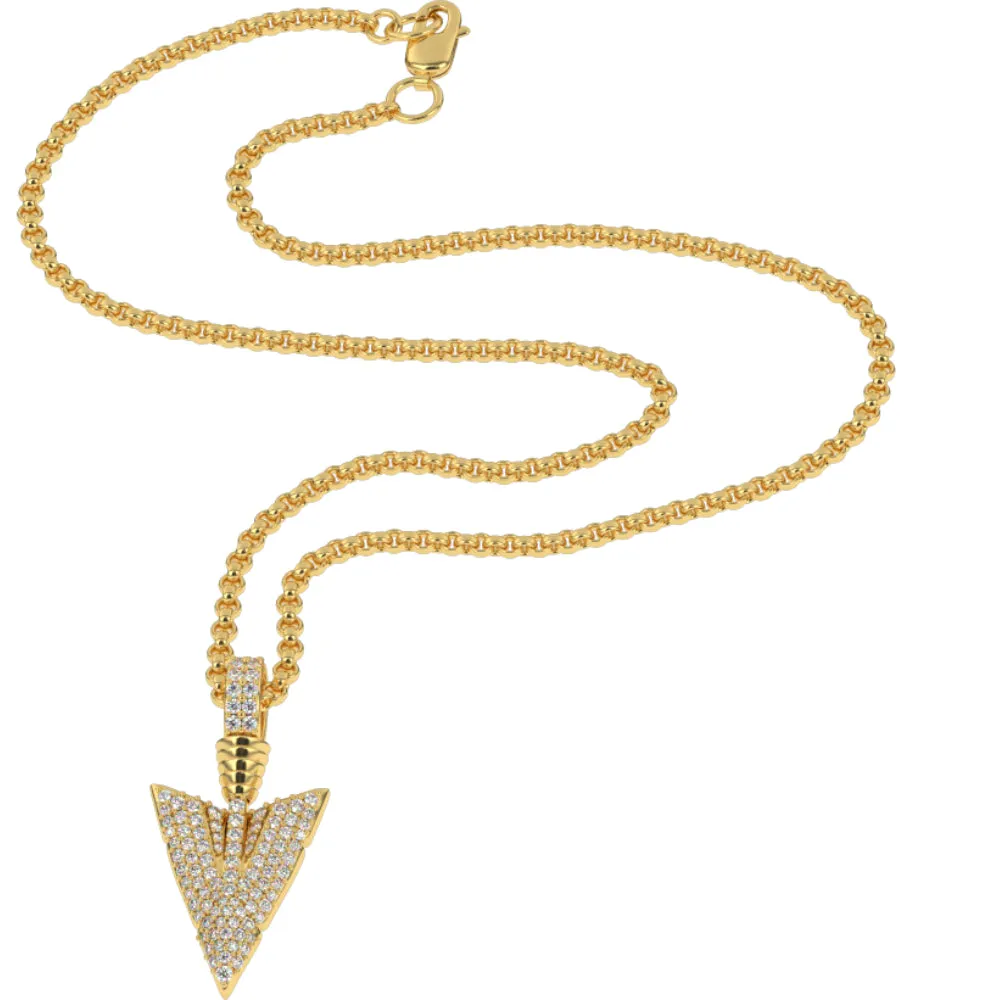 Diamond Arrowhead Pendant Necklace & Cable Chain