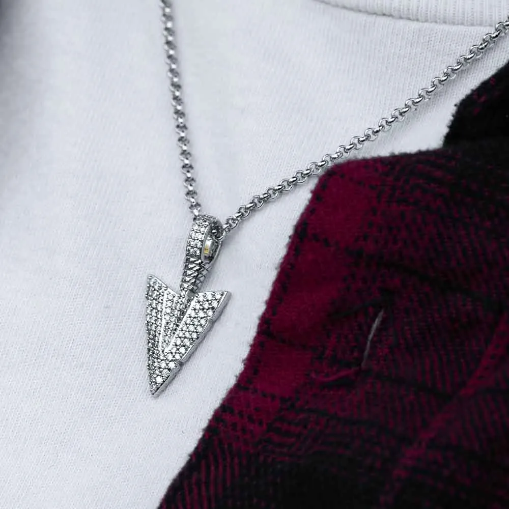 Diamond Arrowhead Pendant Necklace & Cable Chain