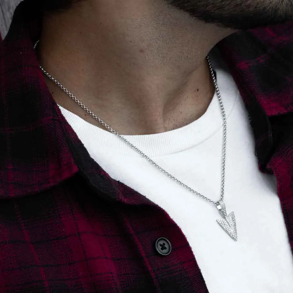 Diamond Arrowhead Pendant Necklace & Cable Chain