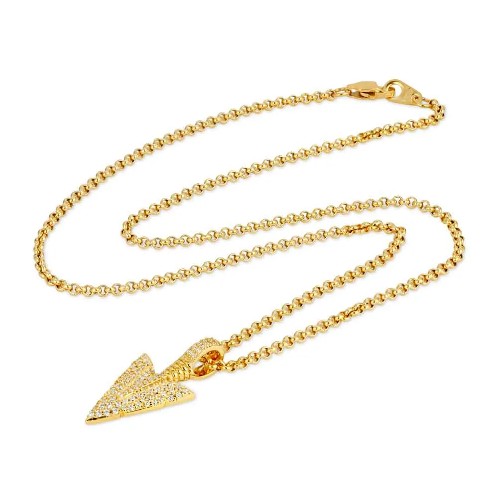 Diamond Arrowhead Pendant Necklace & Cable Chain