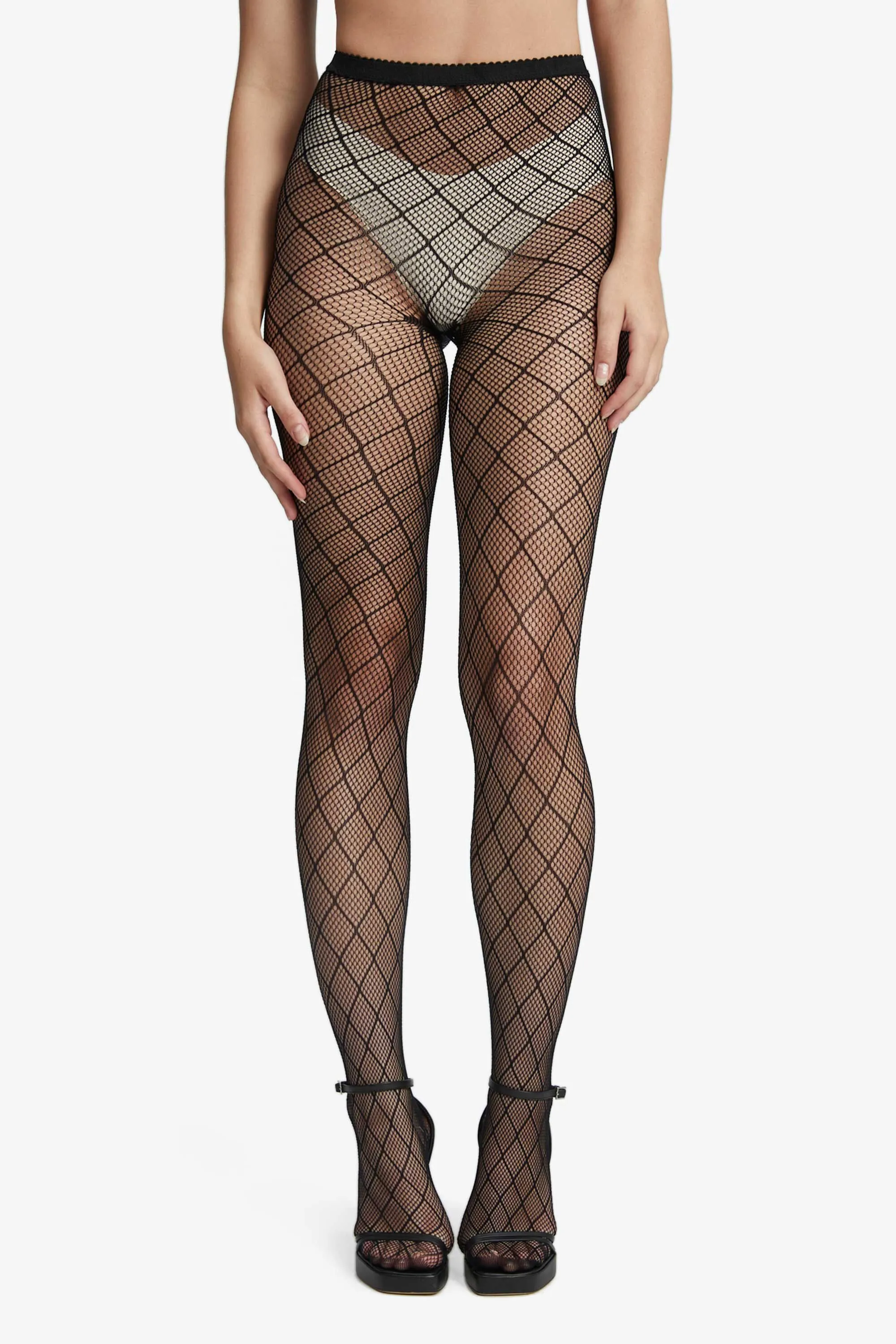 diamond fishnet tights in black