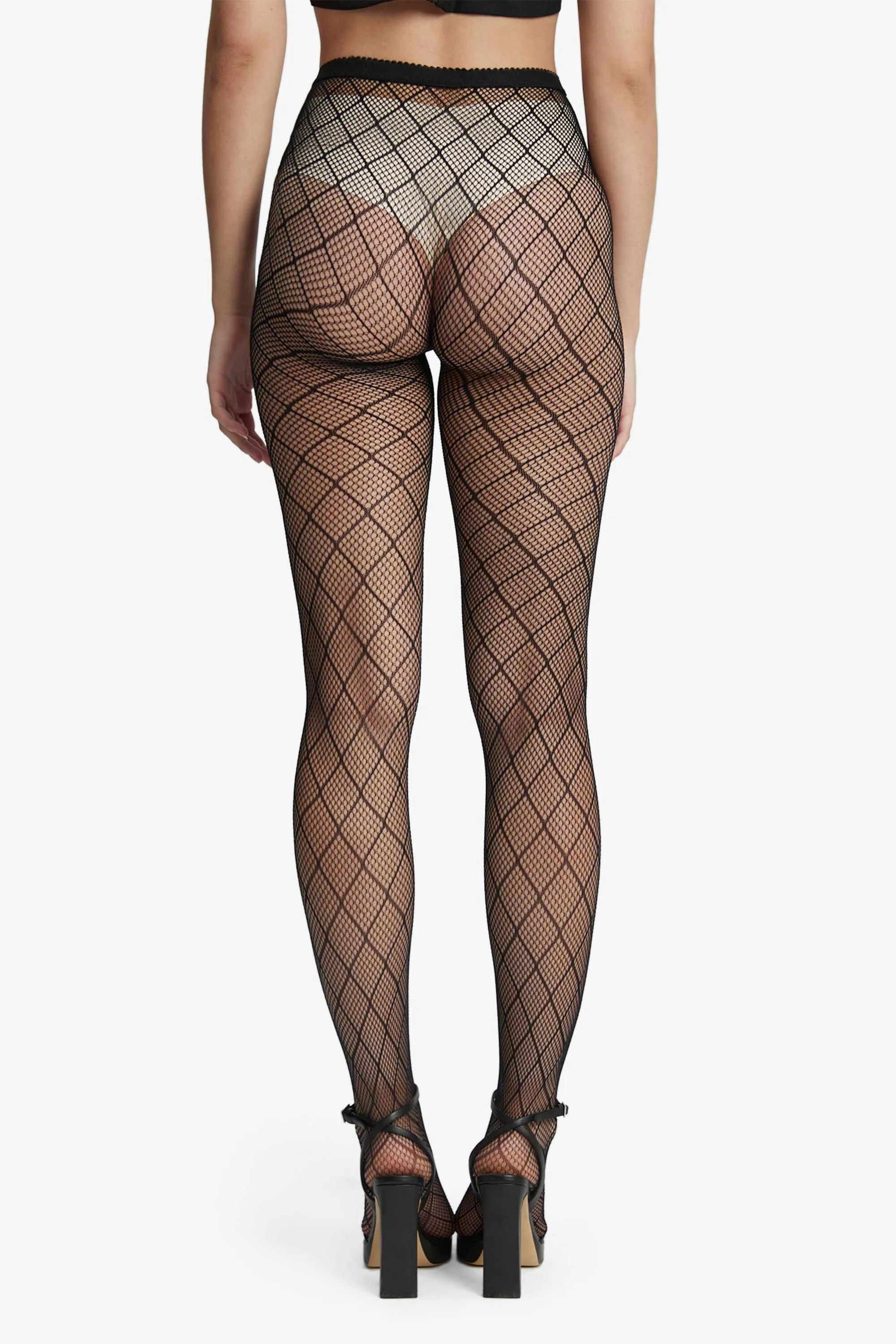 diamond fishnet tights in black