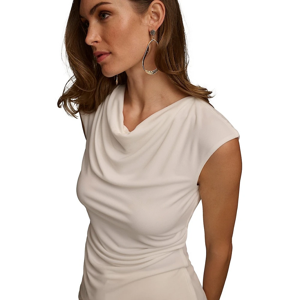 Donna Karan Sleeveless Cowlneck Draped Top