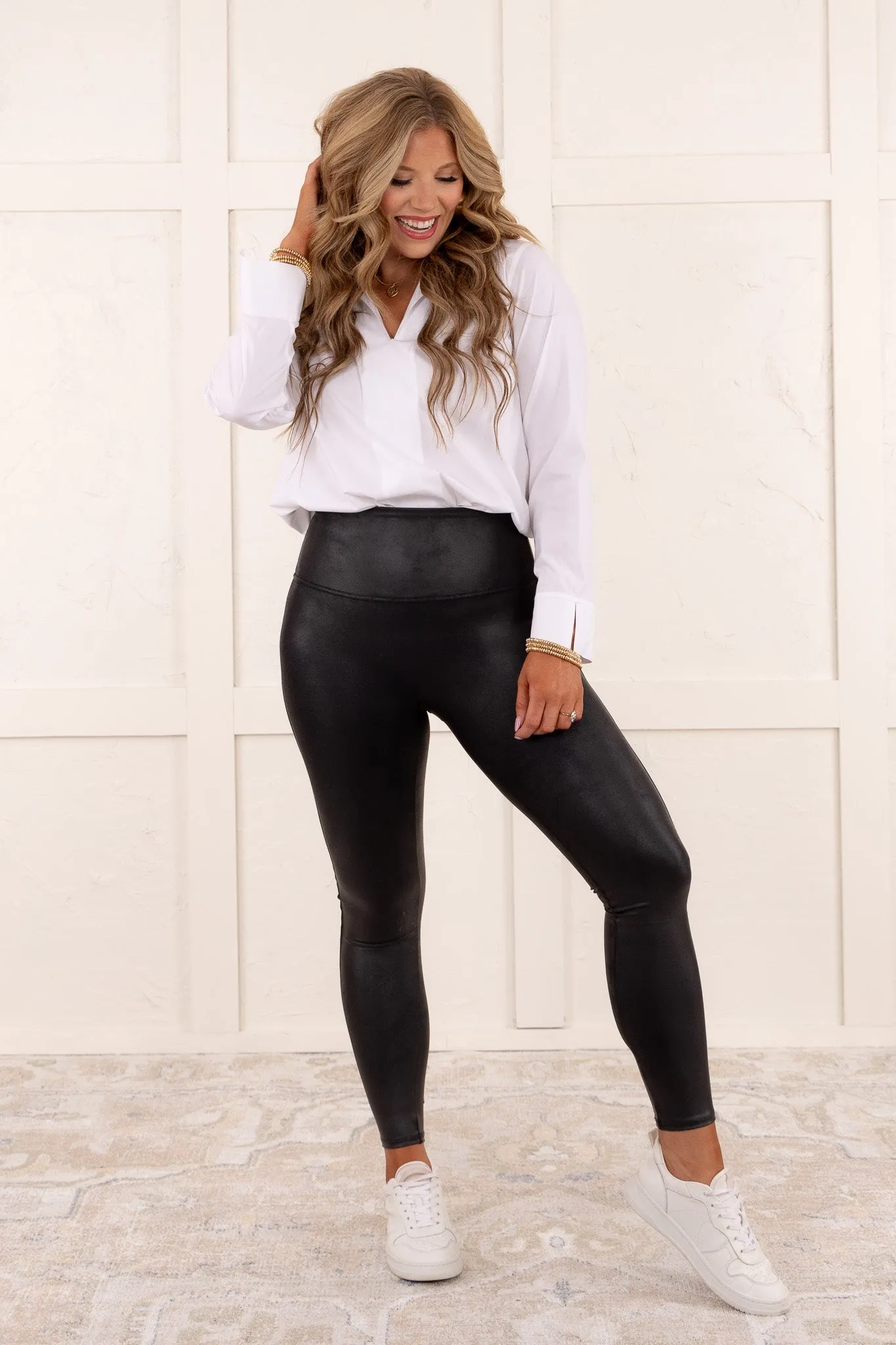 DOORBUSTER - Our Favorite Petite Faux Leather Leggings | Spanx