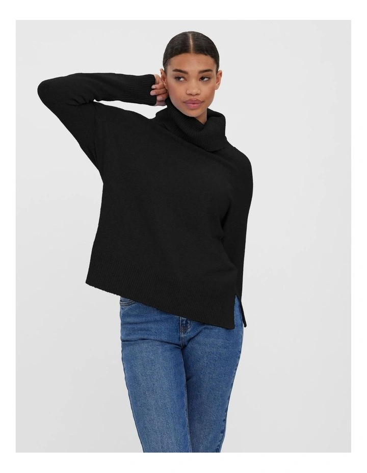 Duffy Long Sleeve Cowlneck Blouse in Black