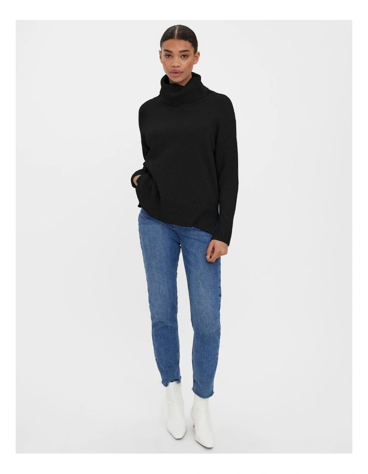 Duffy Long Sleeve Cowlneck Blouse in Black