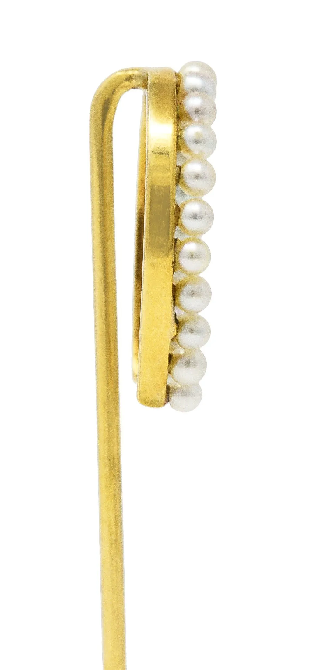 Edwardian 14 Karat Yellow Gold Pearl Horseshoe Stickpin