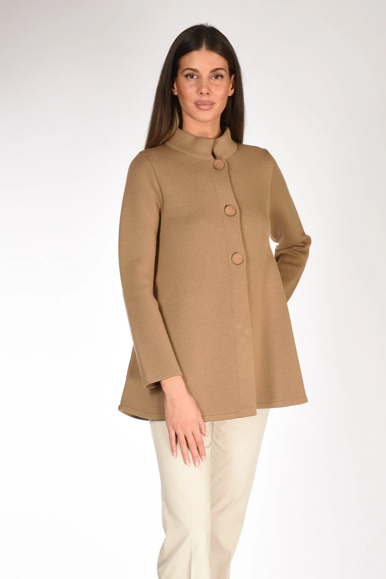 Ella Lago Di Como Giacca Di Maglia Beige Cammello Donna