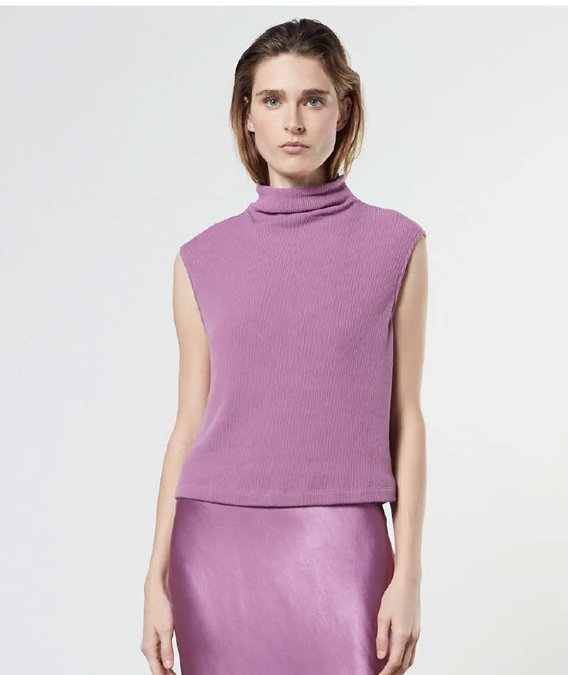 Enza Costa Sleeveless Turtleneck Top in Rose Mauve 