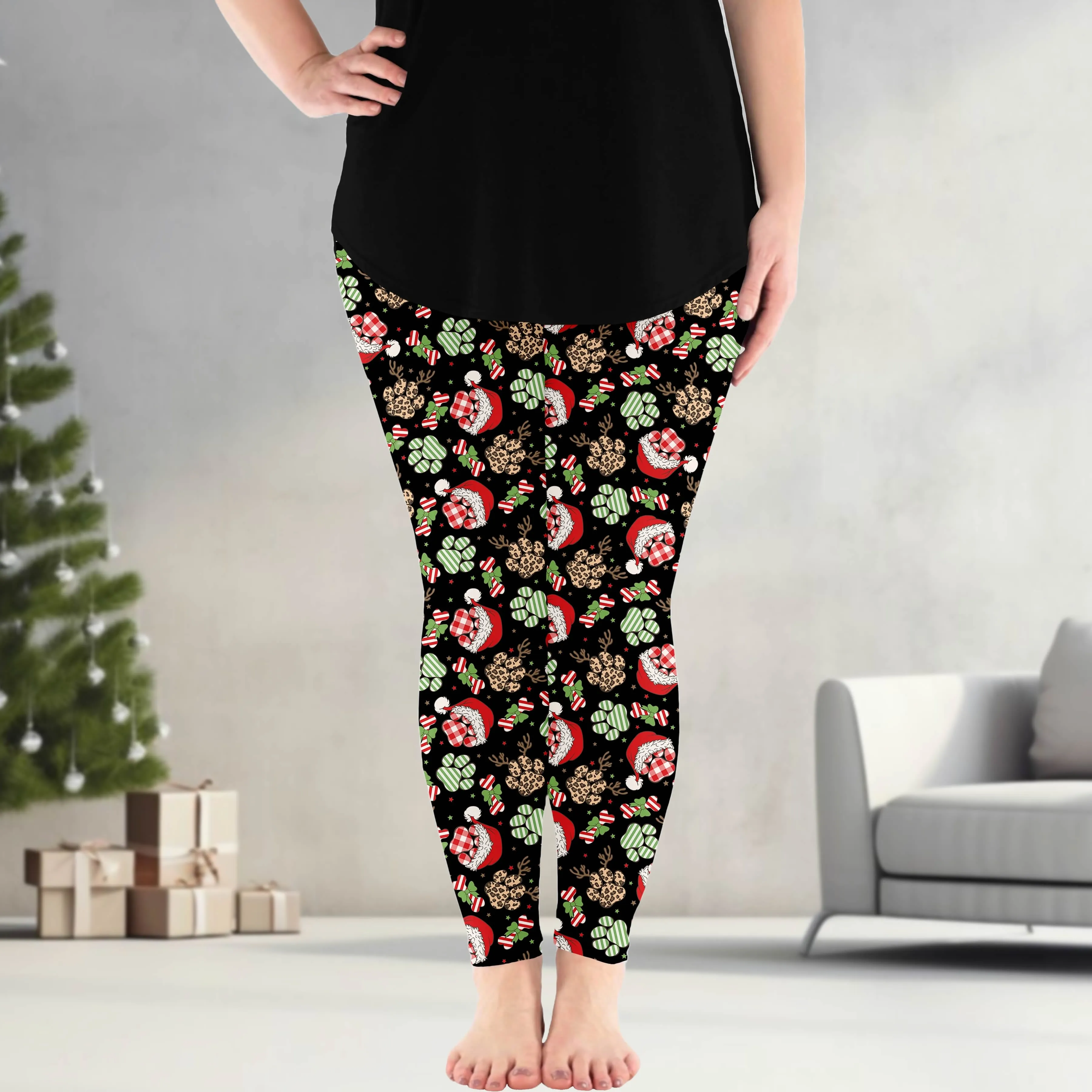 Festive Paws Leggings w/ Pockets