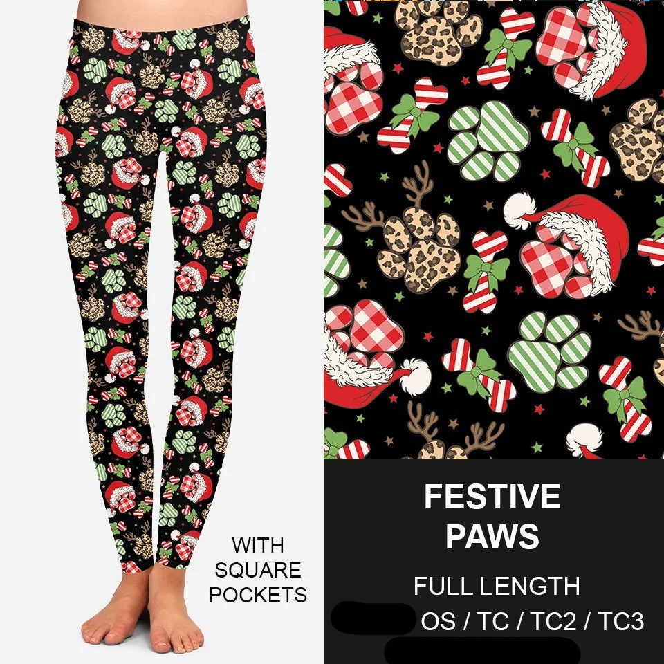 Festive Paws Leggings w/ Pockets