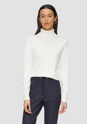 Fine polo neck jumper with openwork details