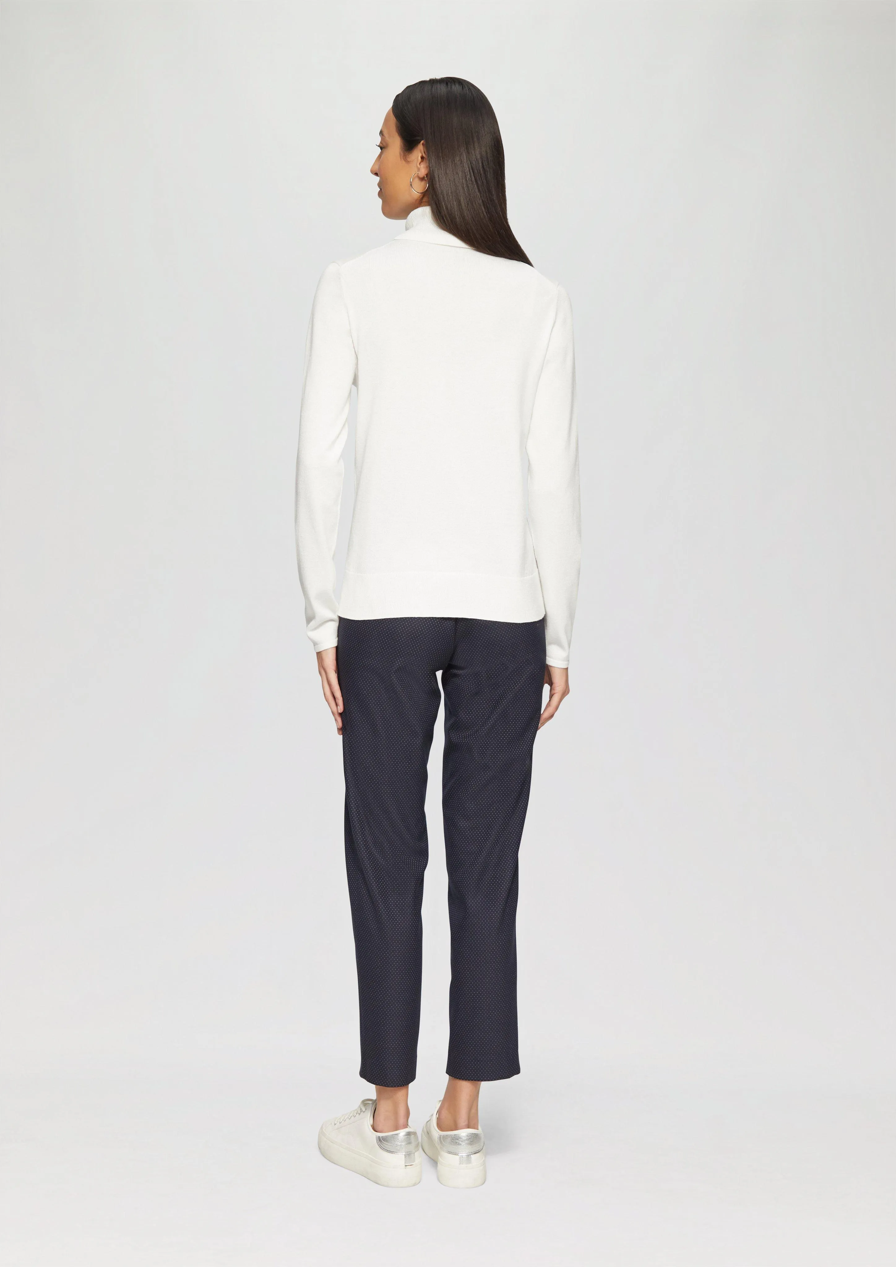 Fine polo neck jumper with openwork details