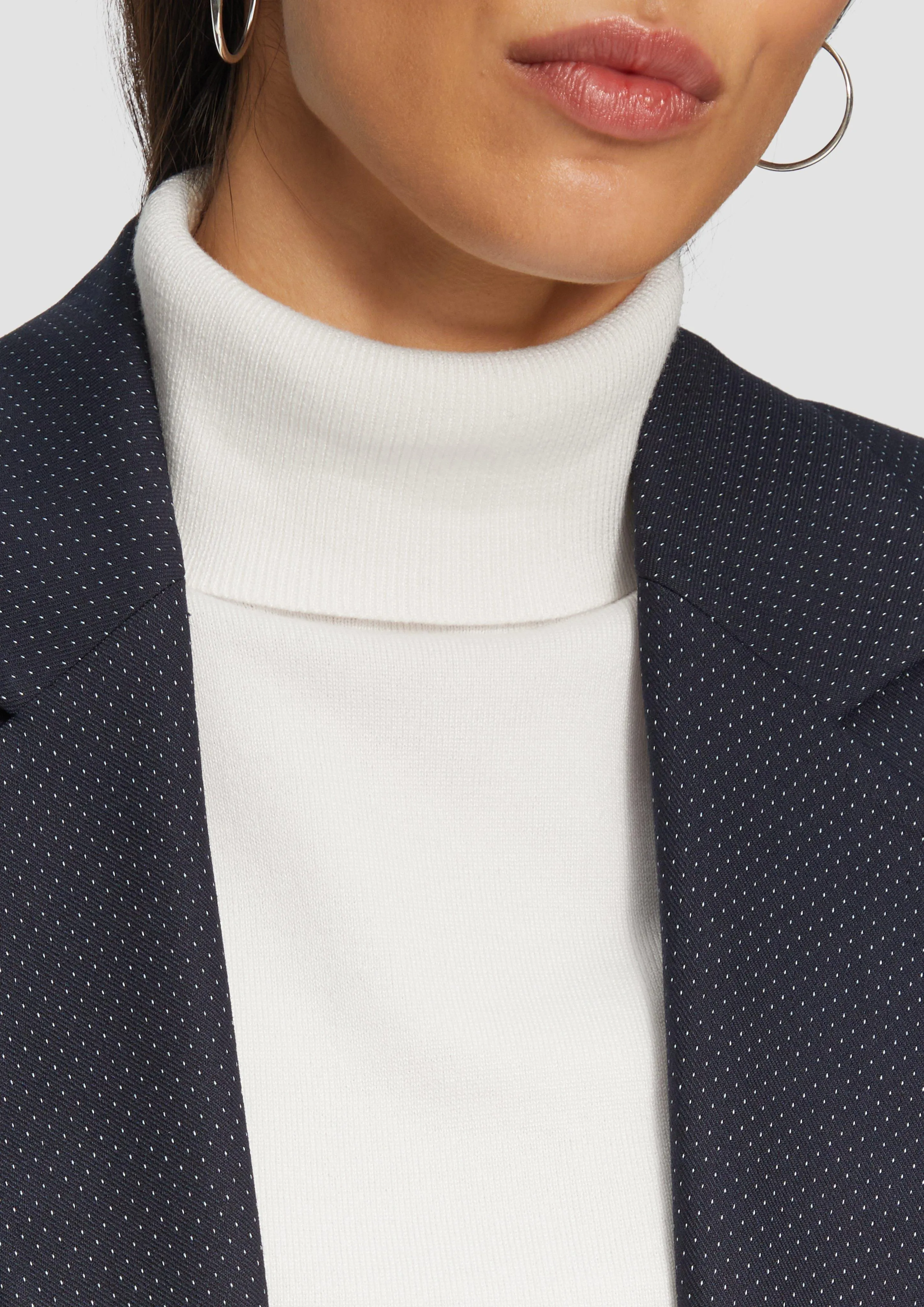 Fine polo neck jumper with openwork details