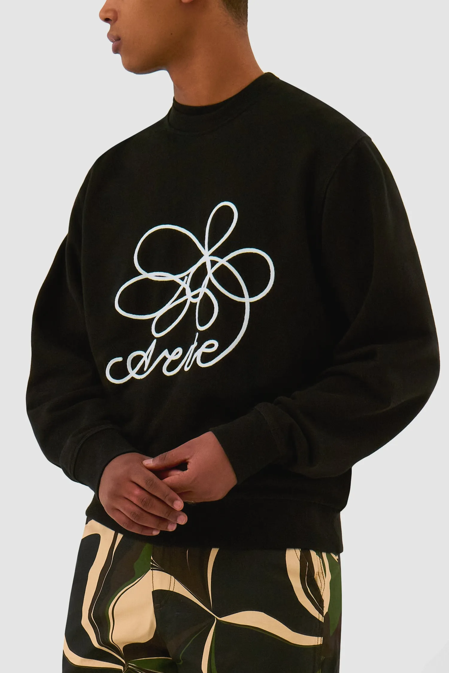 Flower Logo Crewneck - Black