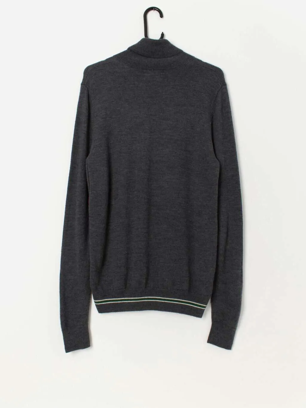 Fred Perry grey merino wool turtle neck jumper – Medium