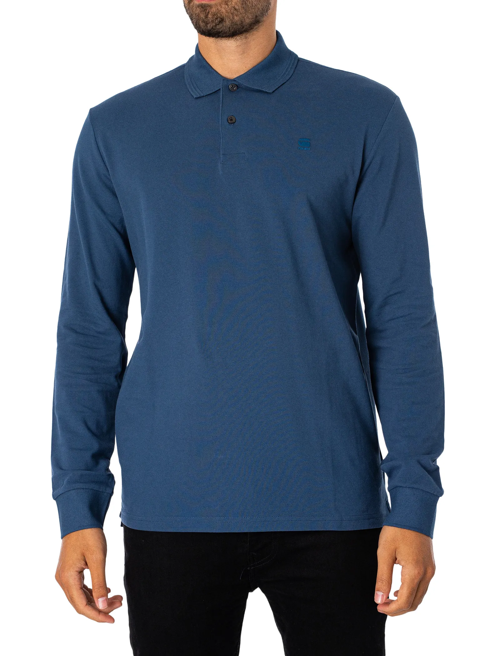 G-Star RAW Dunda Core Longsleeved Polo Shirt - Rank Blue