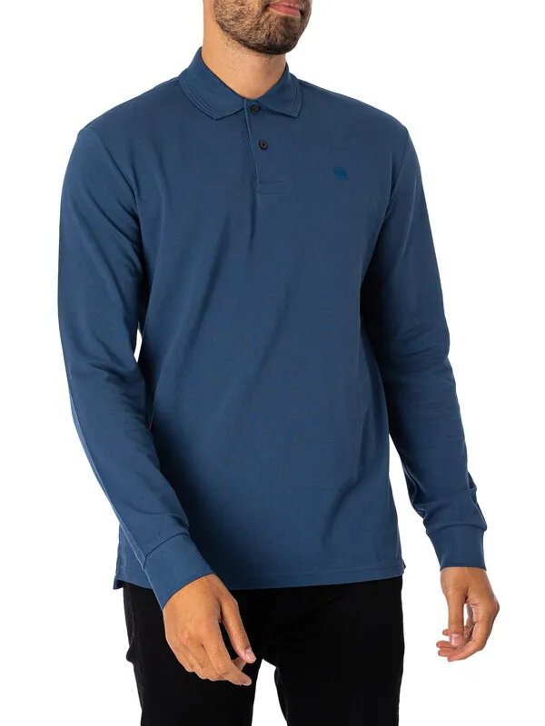 G-Star RAW Dunda Core Longsleeved Polo Shirt - Rank Blue