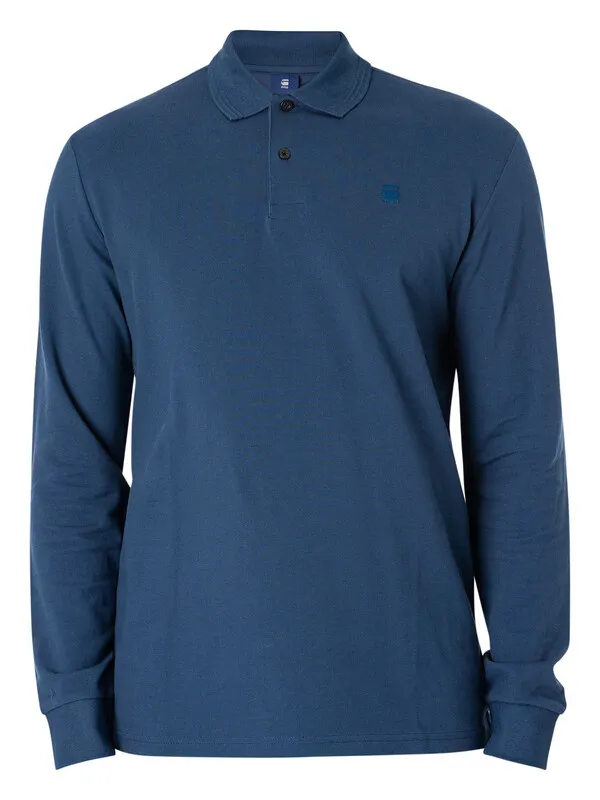 G-Star RAW Dunda Core Longsleeved Polo Shirt - Rank Blue