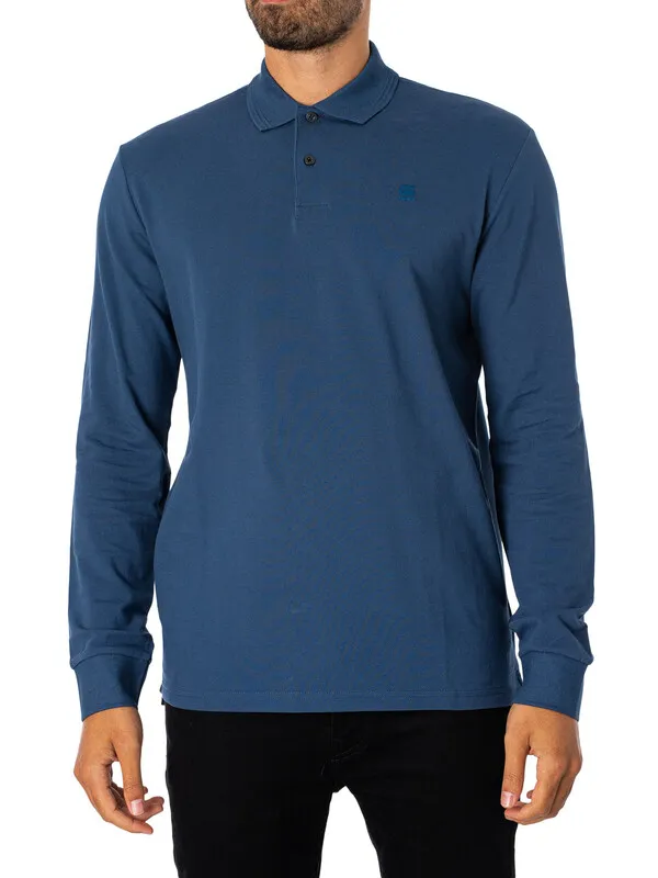 G-Star RAW Dunda Core Longsleeved Polo Shirt - Rank Blue