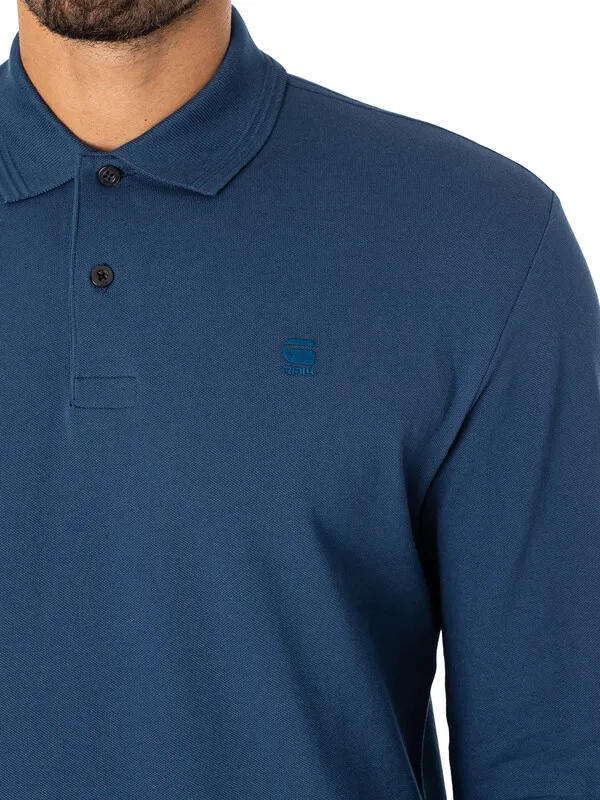 G-Star RAW Dunda Core Longsleeved Polo Shirt - Rank Blue