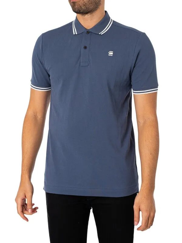 G-Star RAW Dunda Slim Stripe Polo Shirt - Vintage Indigo