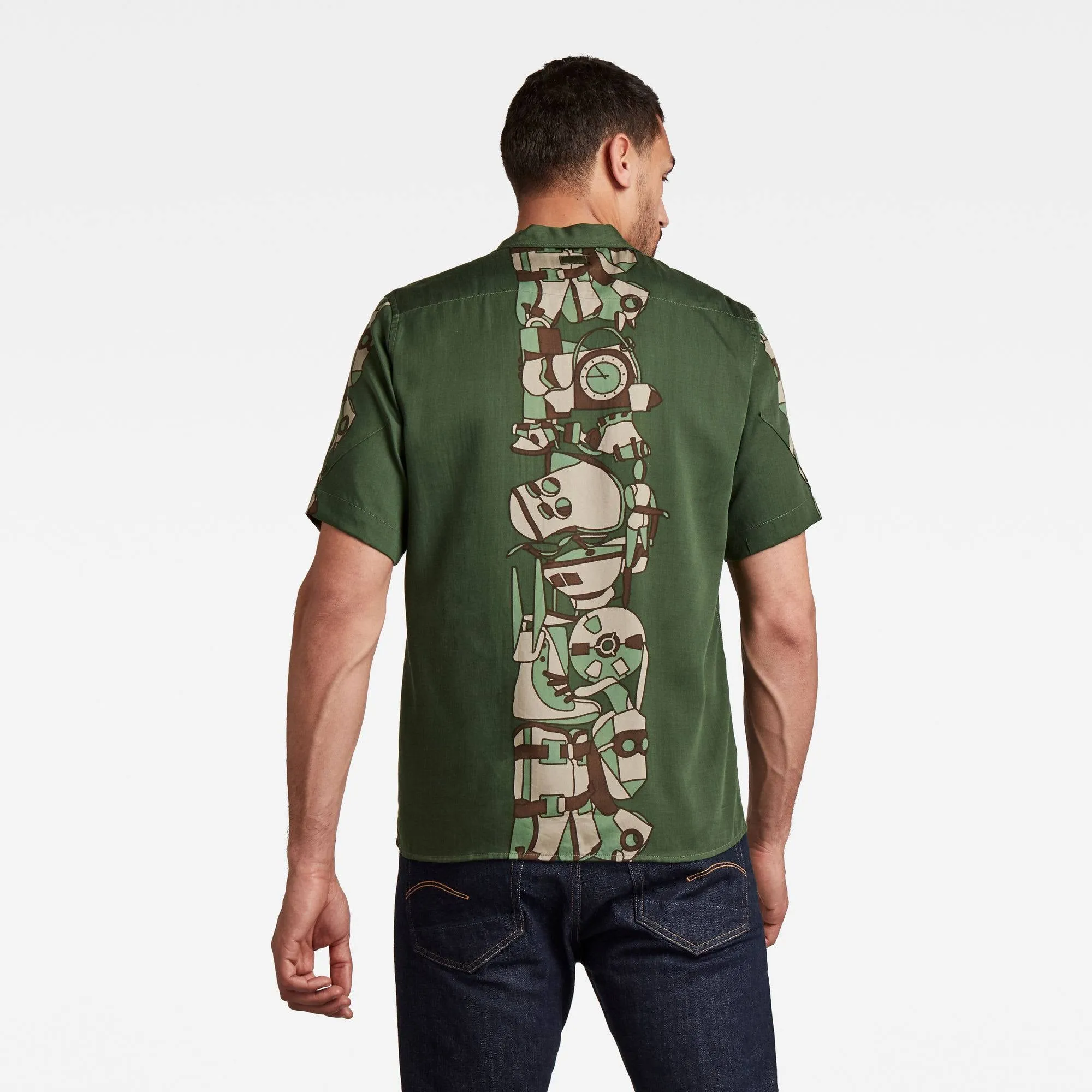 G-Star RAW HAWAIIAN SERVICE REGULAR SHIRTS / Men’s -HATTON LINE ART VERT 5L