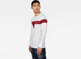 G-Star Raw Logo Crew Neck Sweatshirt  - Grey/Burgundy