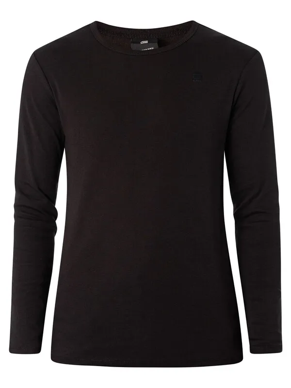 G-Star RAW Longsleeved Crew Logo T-shirt - Black