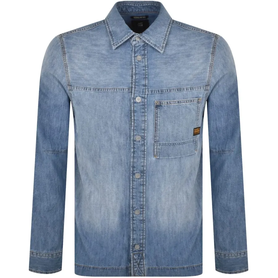 G Star Raw Marine Long Sleeved Shirt Blue