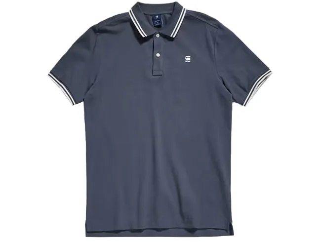 G Star Raw Mens Dunda Slim Stripe Polo Fantem Blue