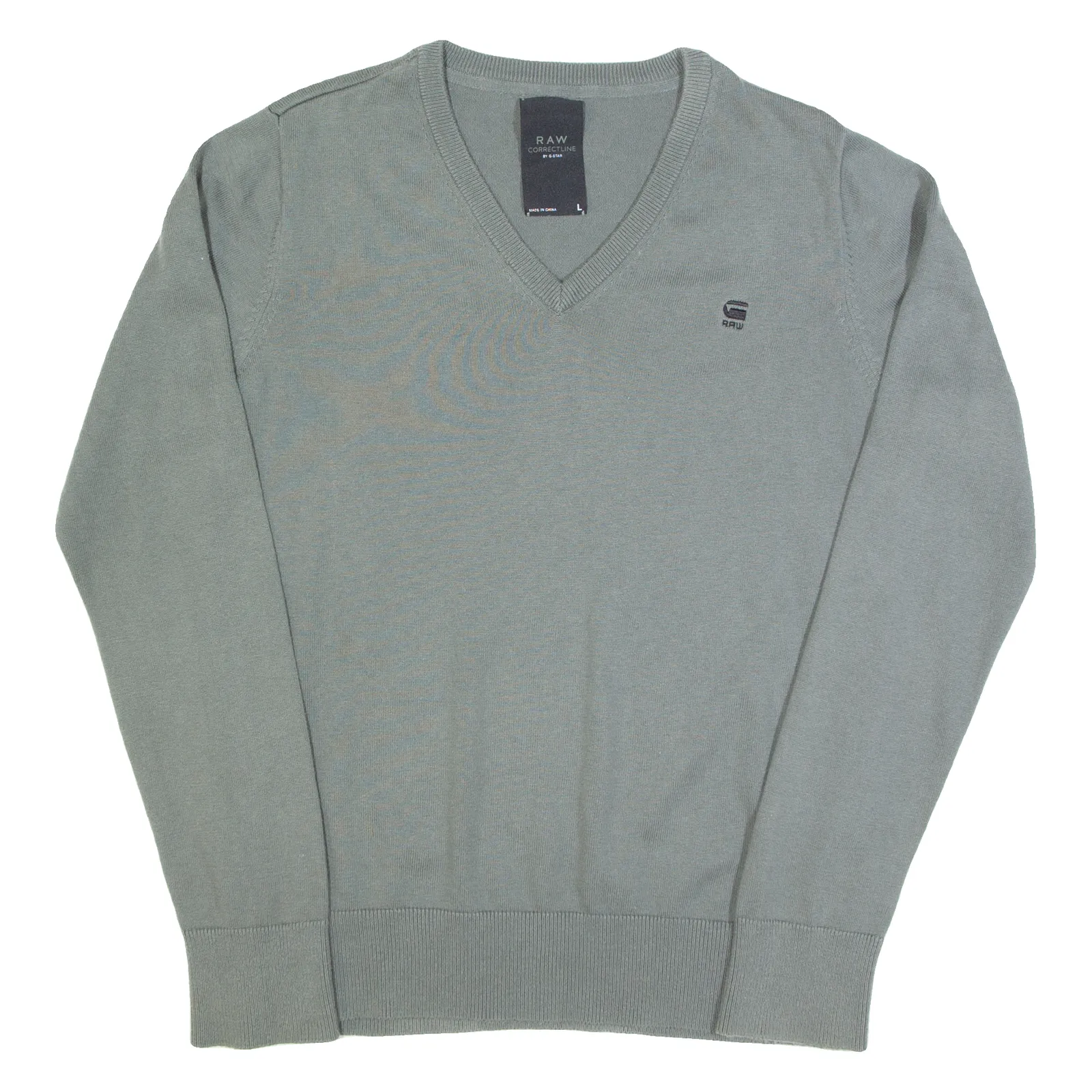 G-STAR RAW Mens Jumper Grey V-Neck Tight Knit L