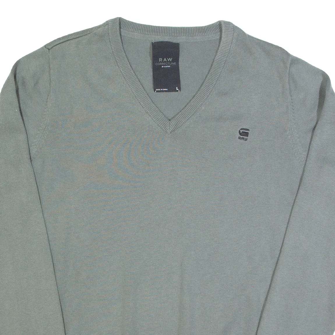 G-STAR RAW Mens Jumper Grey V-Neck Tight Knit L