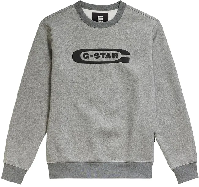 G Star Raw Mens Old School Logo Sweatshirt Medium Grey Heather