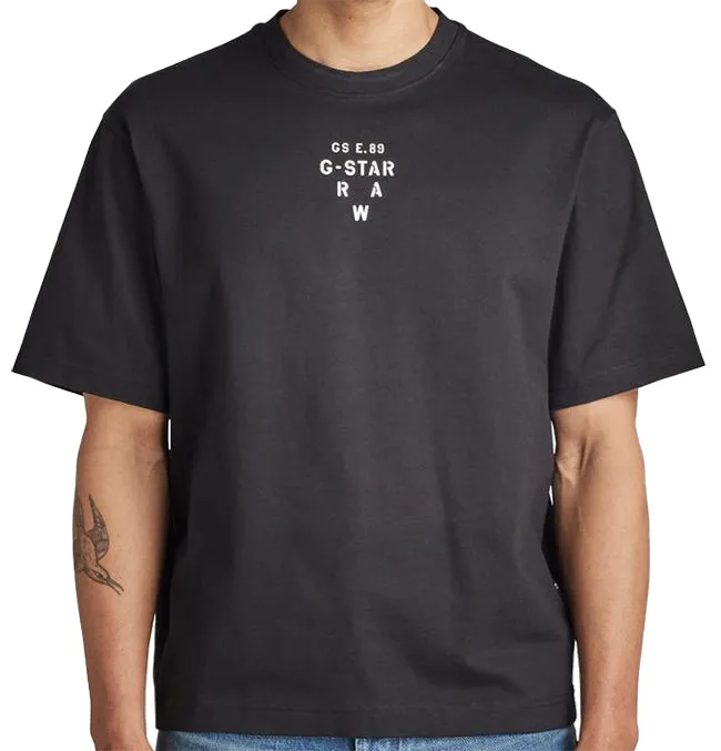 G Star Raw Mens Stencil Centre Graphic Boxy T Shirt Dark Black