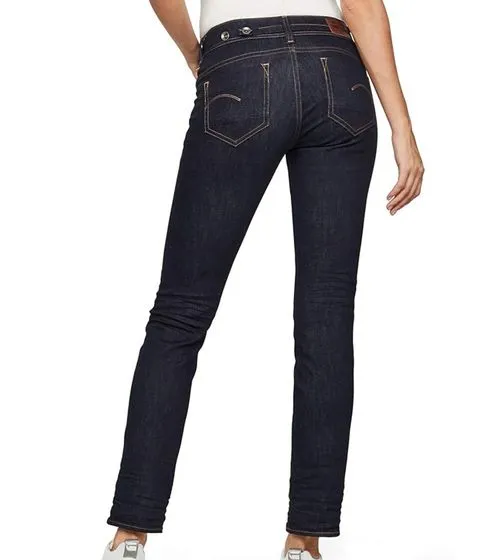 G-Star RAW Midge Saddle Damen Baumwoll-Hose angesagte Straight-Hose Freizeit-Hose D07145-7209-082 Dunkelblau