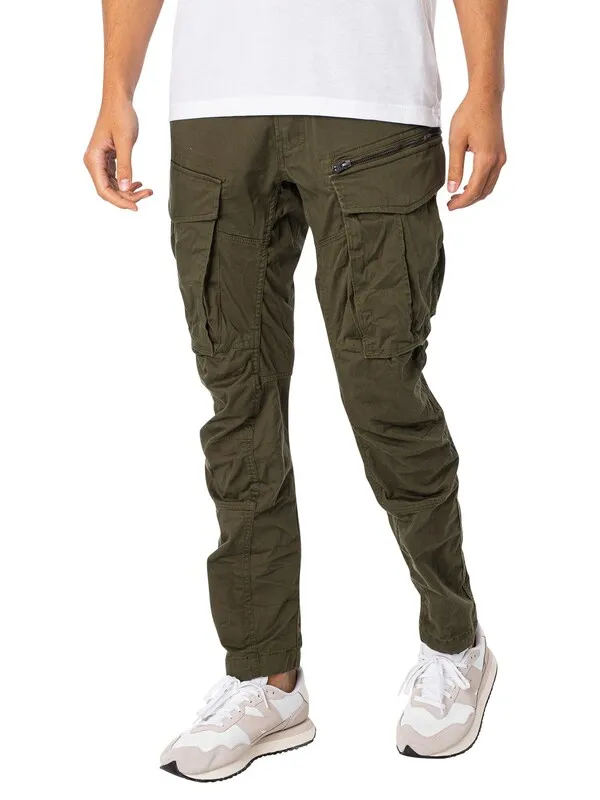 G-Star RAW Rovic Zip 3D Straight Tapered Cargos - Dark Bronze Green