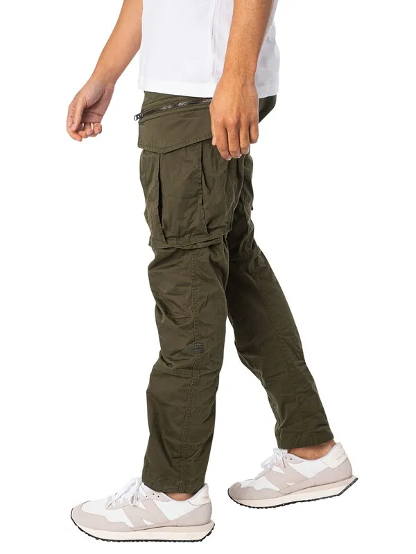 G-Star RAW Rovic Zip 3D Straight Tapered Cargos - Dark Bronze Green