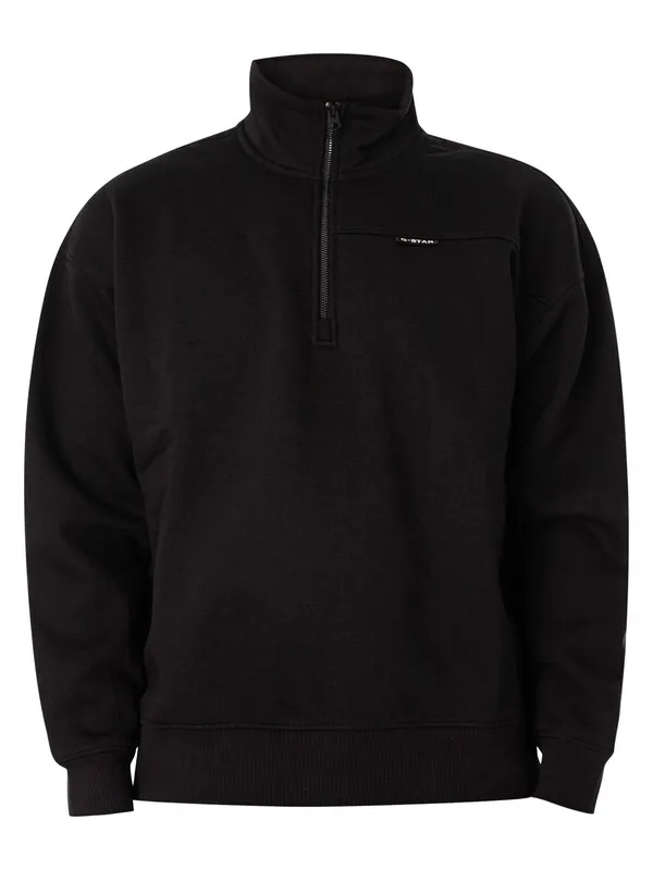 G-Star RAW Skipper Loose Fit 1/4 Zip Sweatshirt - Dark Black