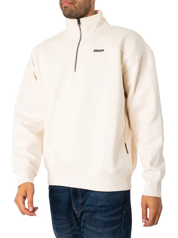 G-Star RAW Skipper Loose Fit 1/4 Zip Sweatshirt - Eggnog