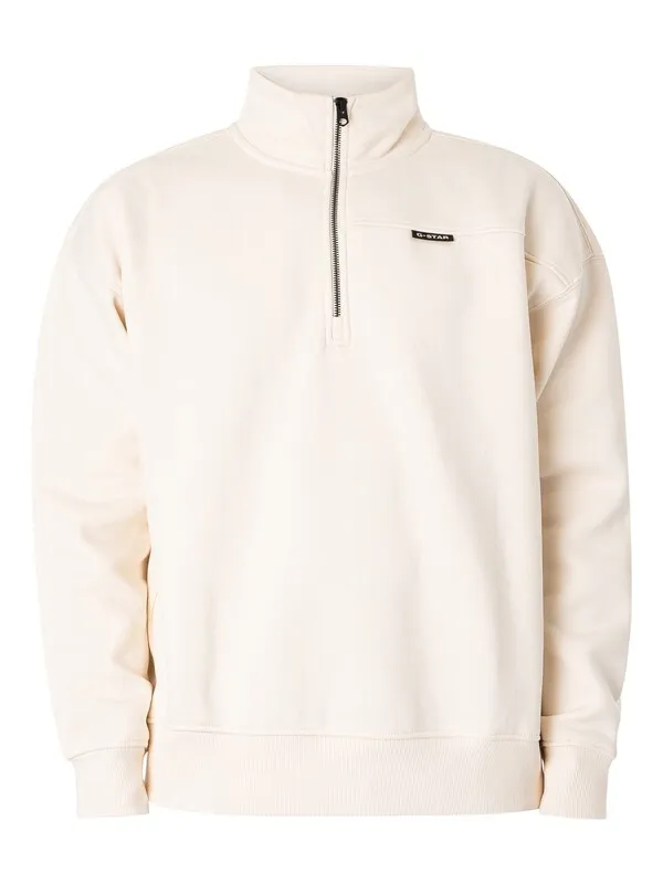 G-Star RAW Skipper Loose Fit 1/4 Zip Sweatshirt - Eggnog