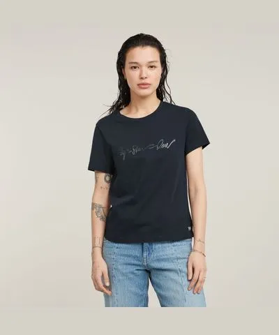 G-Star RAW Women G-Script Shiny Top Dark blue Size L