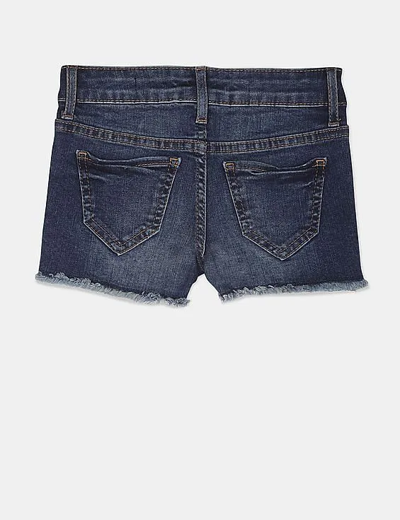 GAP Girls Blue Raw Hem Star Print Shorts