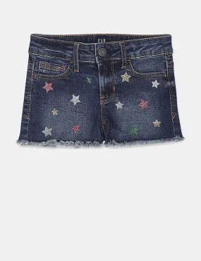 GAP Girls Blue Raw Hem Star Print Shorts