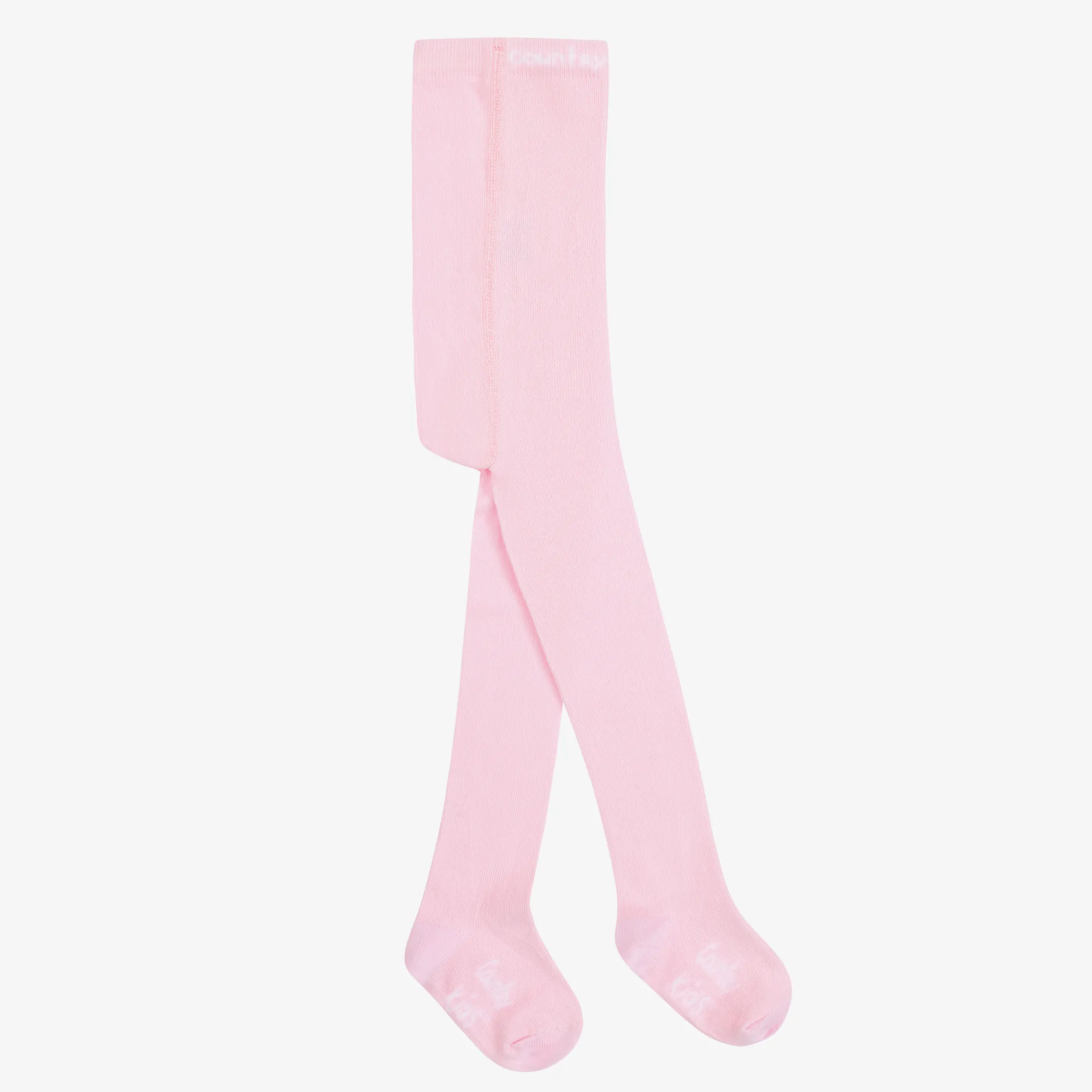 Girls Pale Pink Cotton Knitted Tights